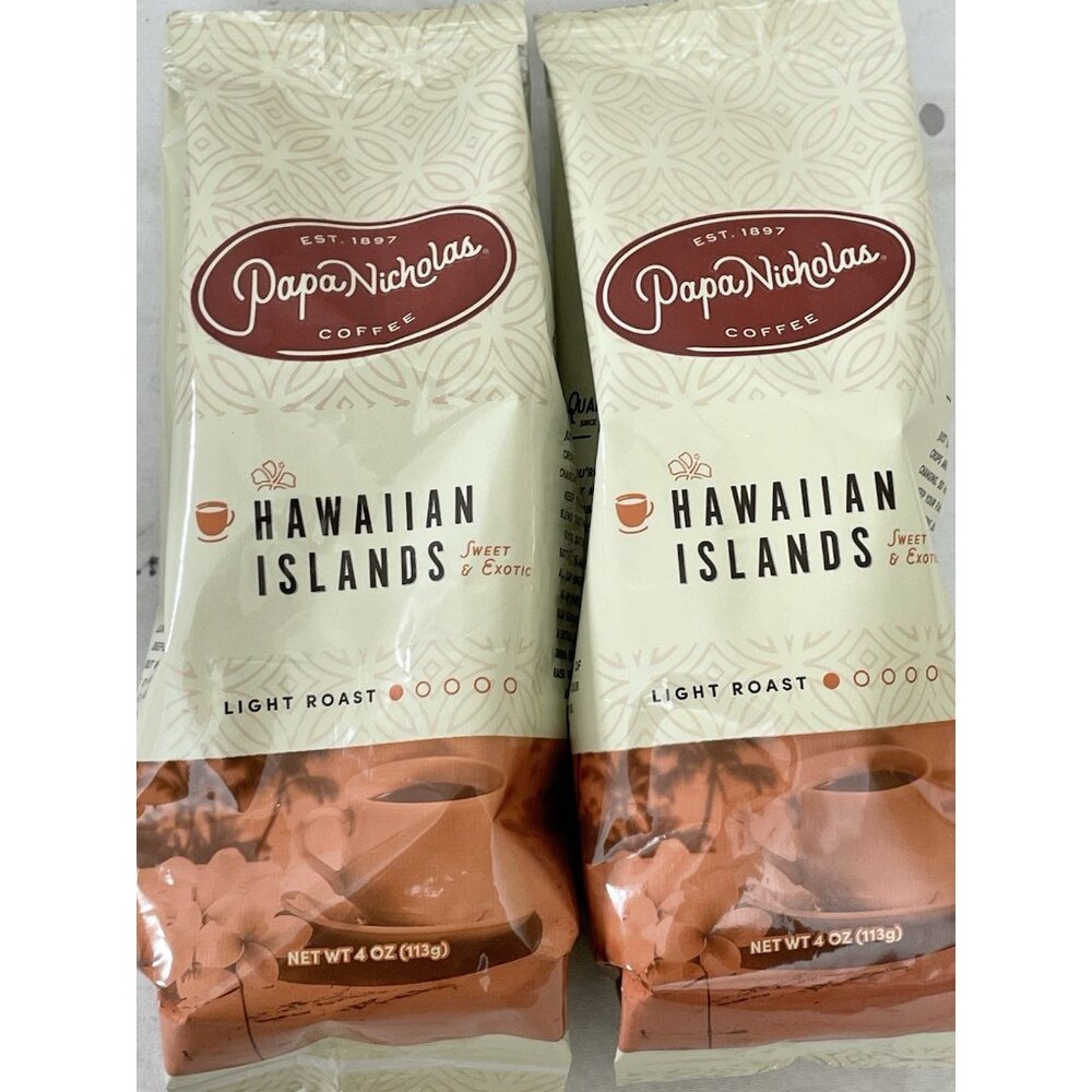 Papa Nicholas Hawaiian Islands Light Roast Coffee 4 Oz Lot of 2 Pack